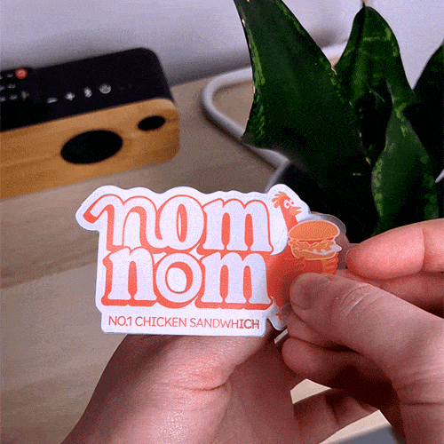 gif of peeling the sticker back to show the clear film sticker